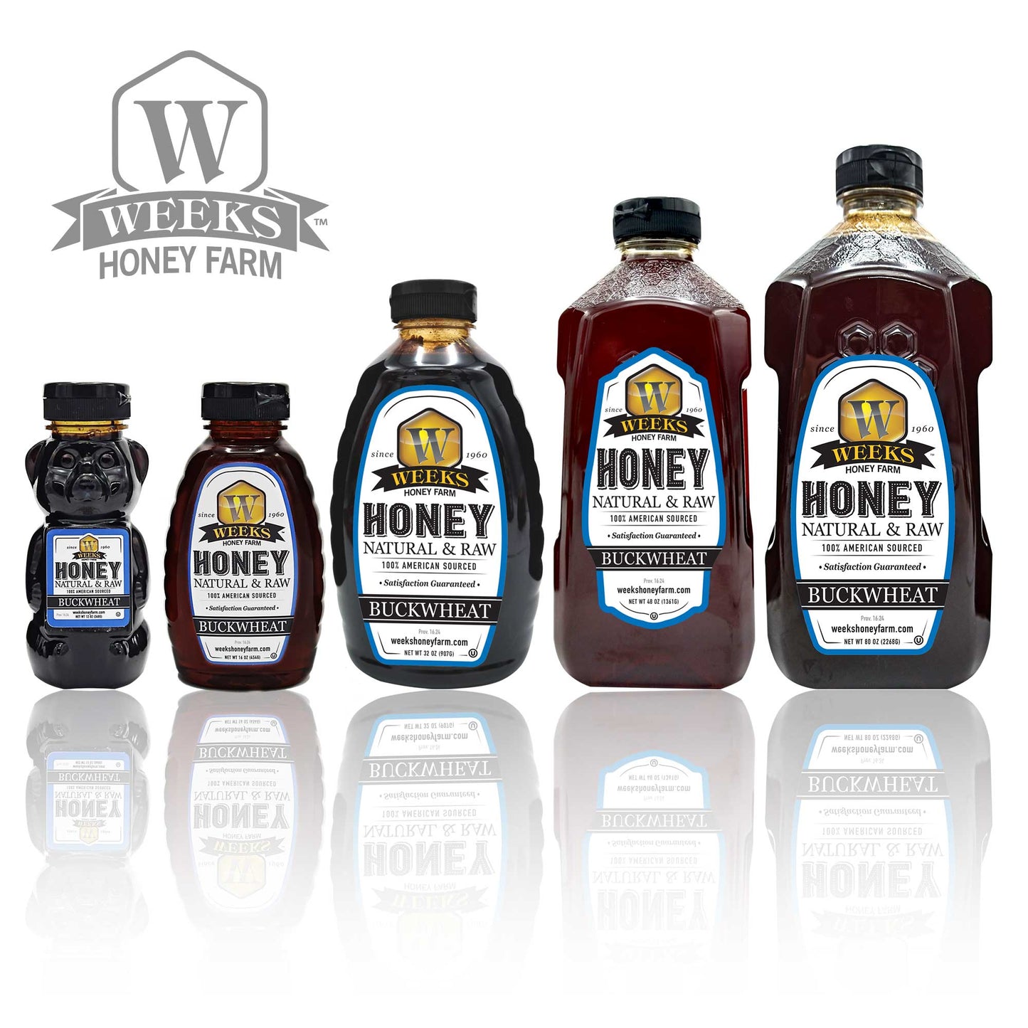 Raw Buckwheat Honey - Pure, All-Natural, Antioxidant-Rich, Dark & Robust Molasses Flavor for Coffee, Waffles, BBQ Sauce | Weeks Honey Farm