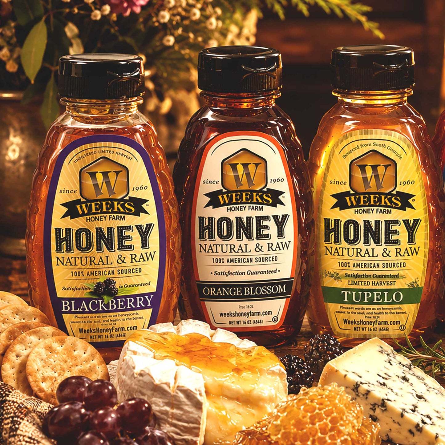 Mono-Floral Honey Trio Bundle – Blackberry, Orange Blossom & Tupelo | Weeks Honey Farm