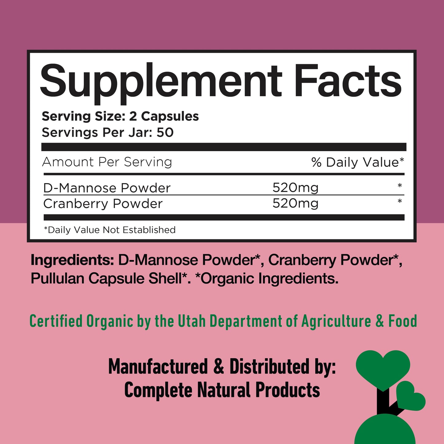 Organic D-Mannose & Cranberry Capsules
