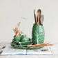 Hand Painted Green Cabbage Ceramic Plate