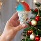 Glass Snow Cone Ornament with Snowflakes & Glitter