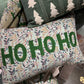 Ho Ho Ho Christmas Lumbar Throw Pillow with Suzani Pattern