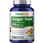 NusaPure Ginger Root Capsules 20:1 Extract, 200 mg per Veggie Caps | 220 Count | Non-GMO