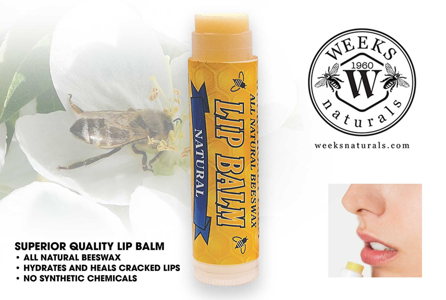 Natural Beeswax Lip Balms – Hydrating, All-Natural Moisturizer for Dry Lips