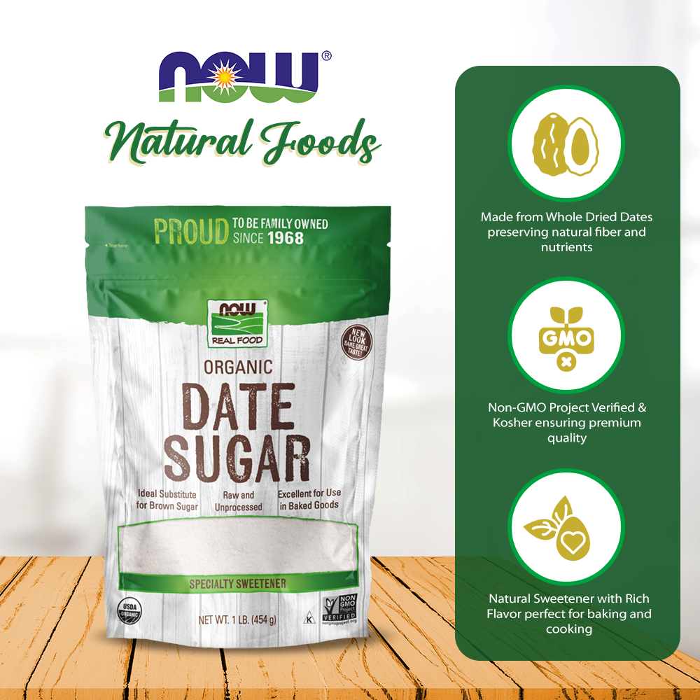 Now Real Food Date Sugar 1 Pound - 6920