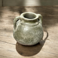 Antiqued Distressed Small Olive Cement Vase with Handles