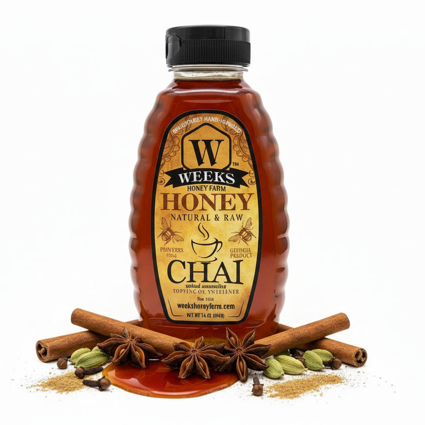 Weeks Chai Honey is a delicious topping in teas, coffees, and desserts!