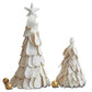 Cream Handmade Wool Felt Christmas Trees with Star & Gold Jingle Bells
