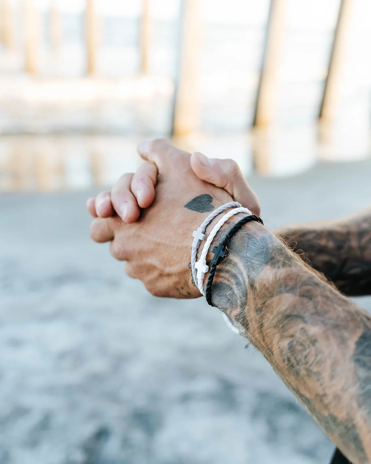 Graphite & Grace Infinity Cross Silicone Bracelet Set