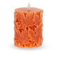 Orange Engraved Leaf LED Flameless Pillar Candle | 2 Sizes