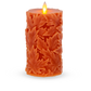 Orange Engraved Leaf LED Flameless Pillar Candle | 2 Sizes