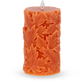 Orange Engraved Leaf LED Flameless Pillar Candle | 2 Sizes