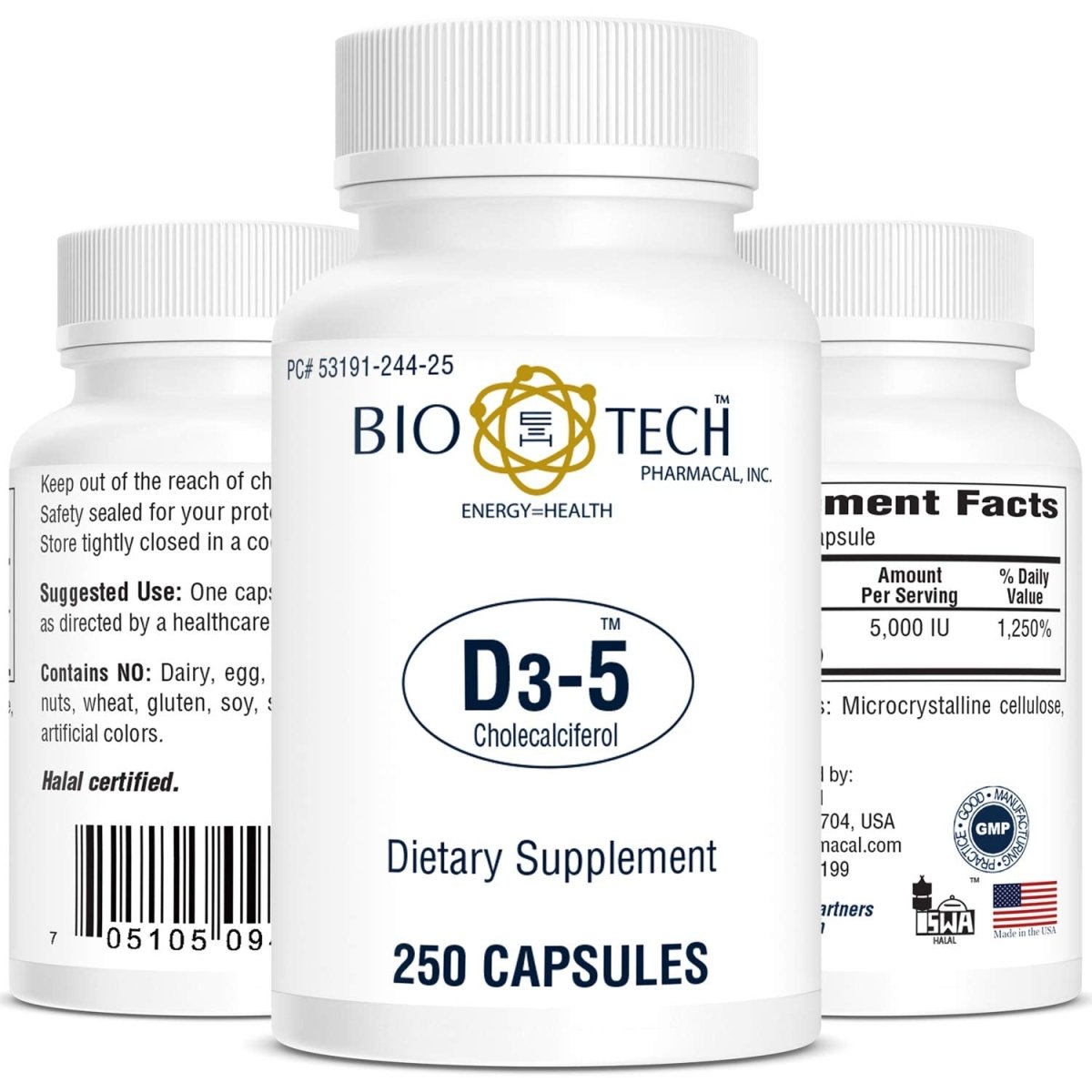 BioTech D3-5 250 Capsules - 2 Pack