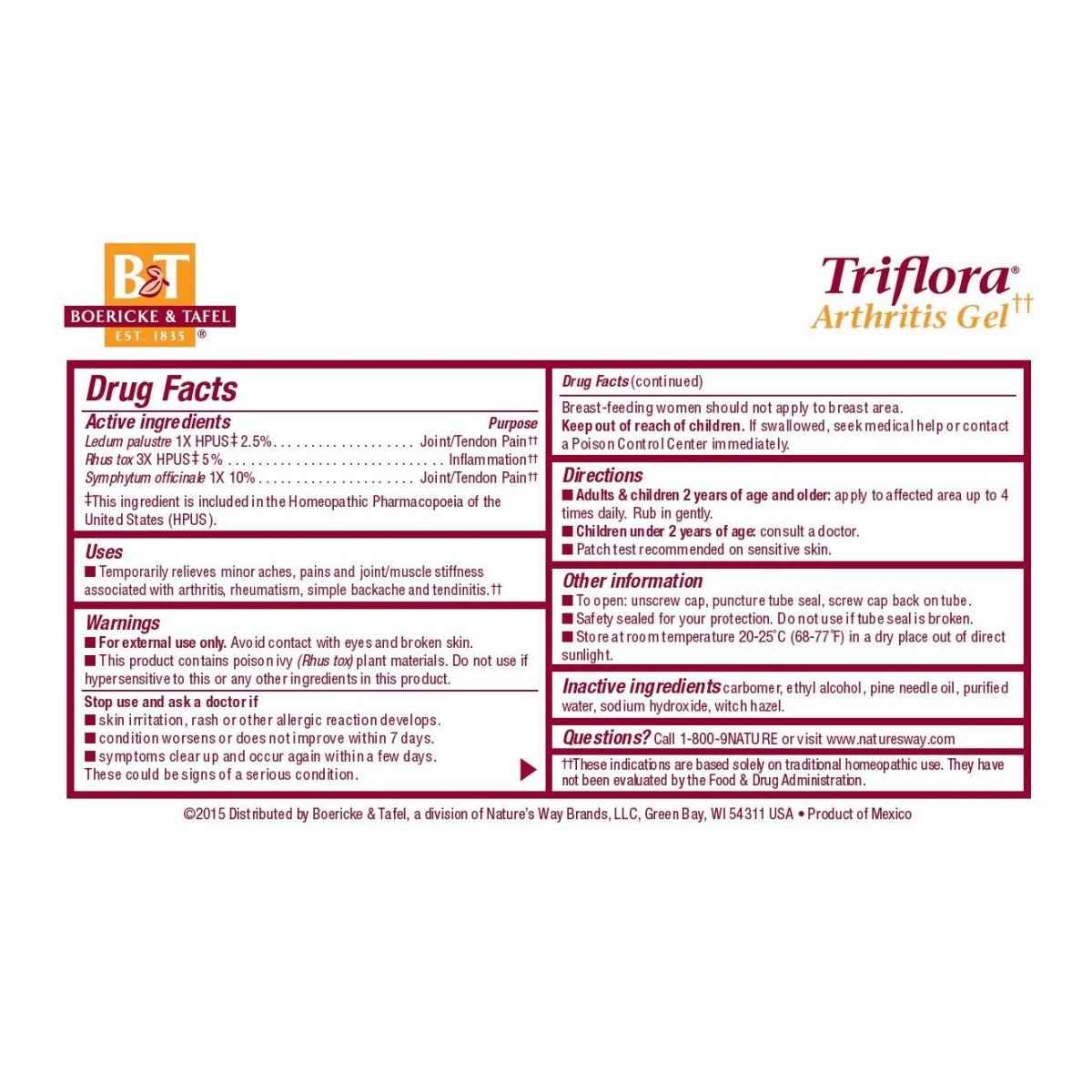 Boericke & Tafel Triflora Arthritis Gel - Natural Relief for Arthritis Discomfort