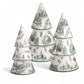 Hand-Painted Green Toile Ceramic Christmas Tree Sitters