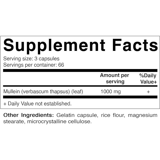 Vitamatic Mullein Leaf Extract 1000mg | 200 Capsules