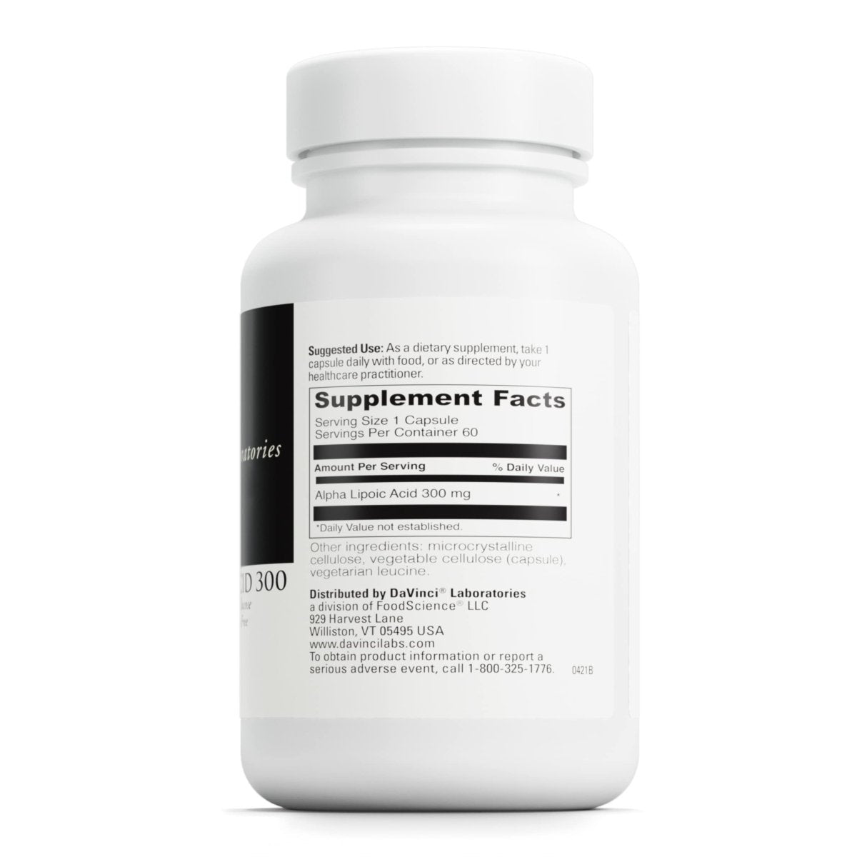 Davinci Labs Alpha Lipoic Acid 300 - with 300 mg Alpha Lipoic Acid per Capsule - Gluten-Free - 60 Vegetarian Capsules