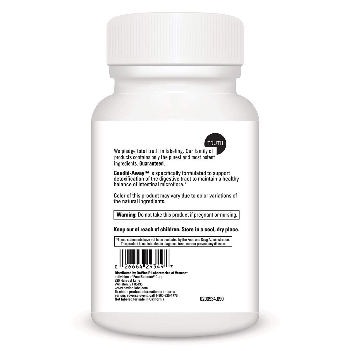 DAVINCI Labs Candid-Away - Gluten-Free - 90 Vegetarian Capsules
