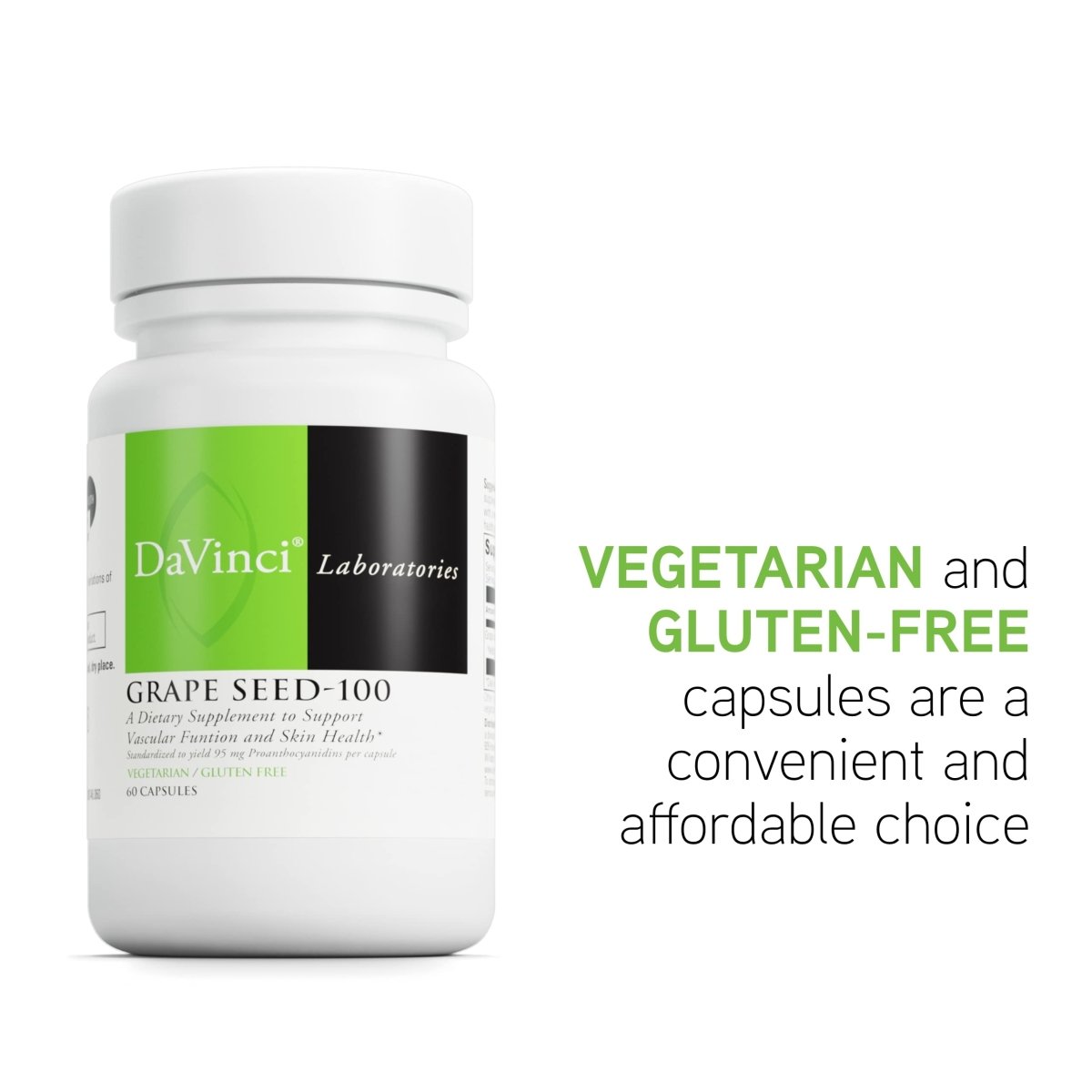 DaVinci Labs Grape Seed-100 - With 100 mg Grape Seed Extract per Serving - Gluten-Free - 60 Vegetarian Capsules