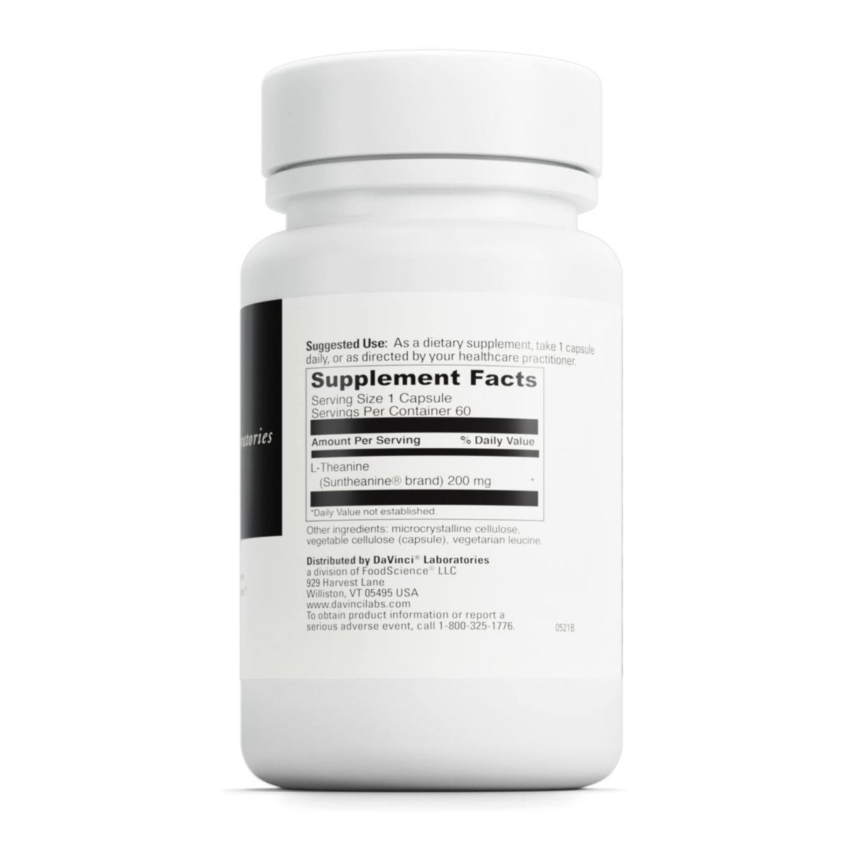DAVINCI Labs L-Theanine - with 200 mg L-Theanine per Serving - 60 Vegetarian Capsules