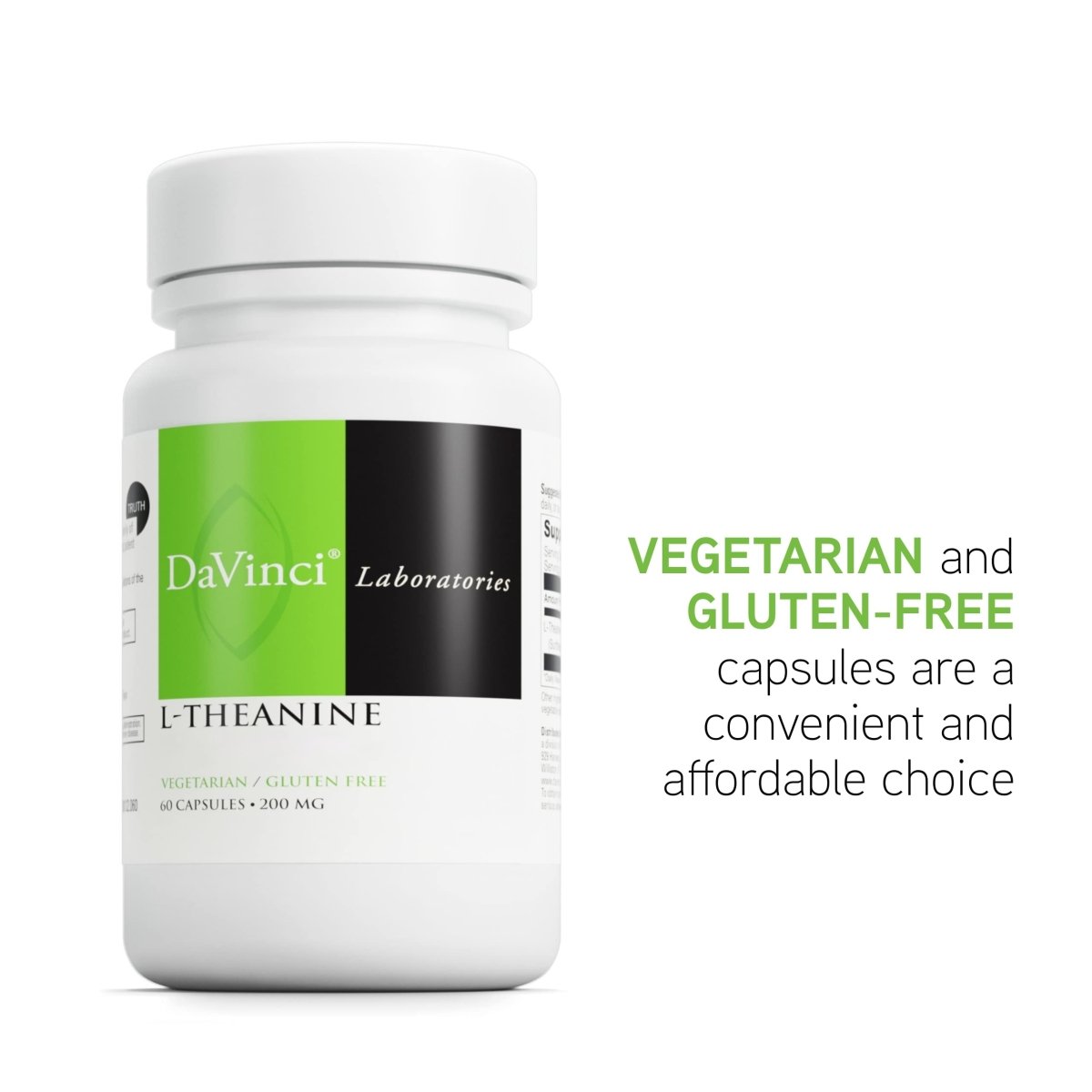 DAVINCI Labs L-Theanine - with 200 mg L-Theanine per Serving - 60 Vegetarian Capsules