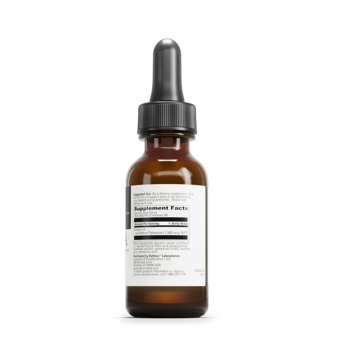 DAVINCI Labs Liposomal A - Liquid Vitamin A Supplement to Support Bone, Skin, Gut, Vision and Immune Health - Gluten-Free - 30 ml