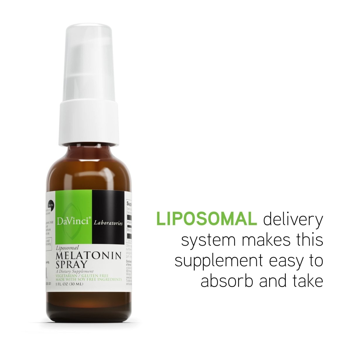 DaVinci Labs Liposomal Melatonin Spray - with 3mg Melatonin per Serving - Gluten-Free - Vegetarian - 30 ml