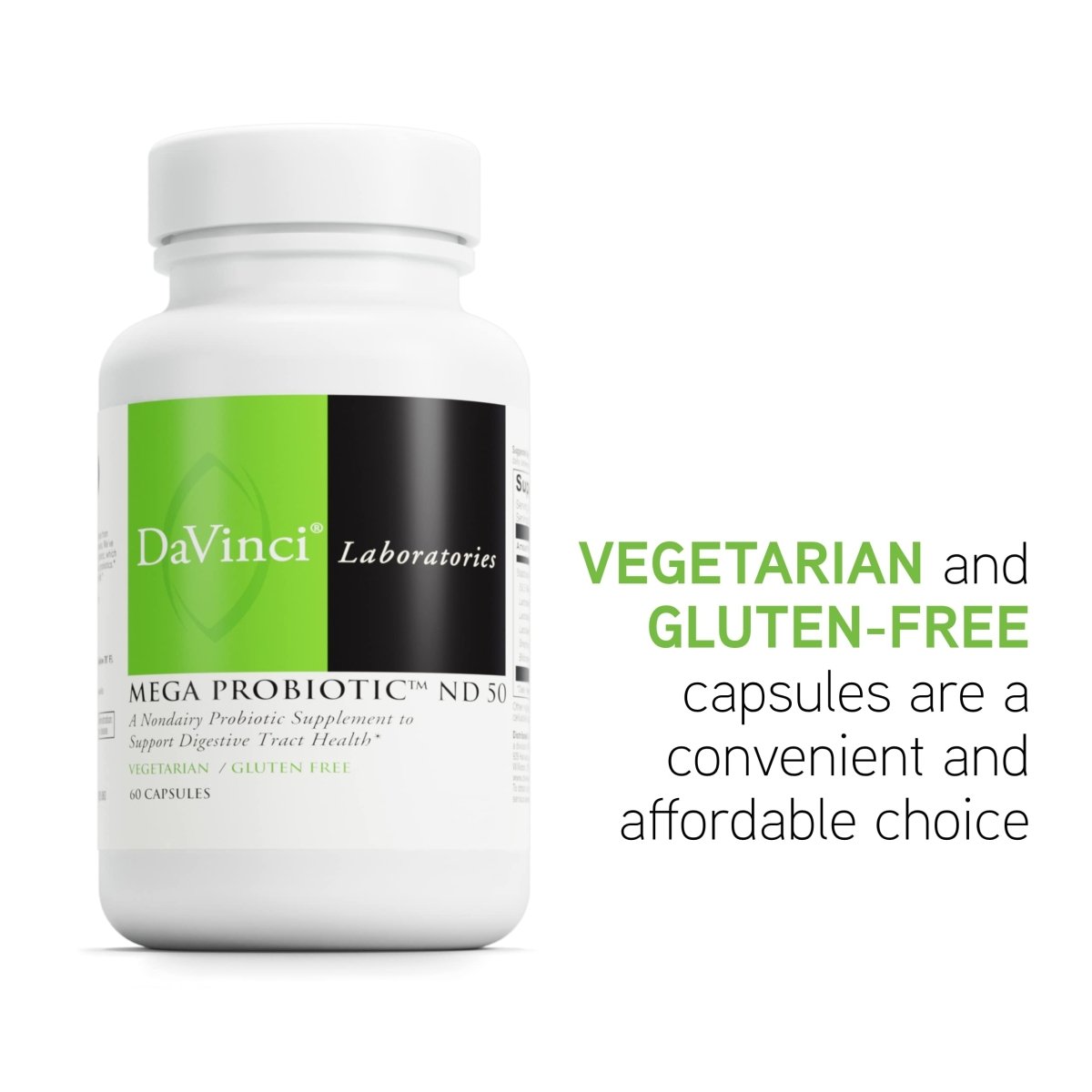 DaVinci Labs Mega Probiotic ND 50 - Non-Dairy Probiotic Supplement with Prebiotic