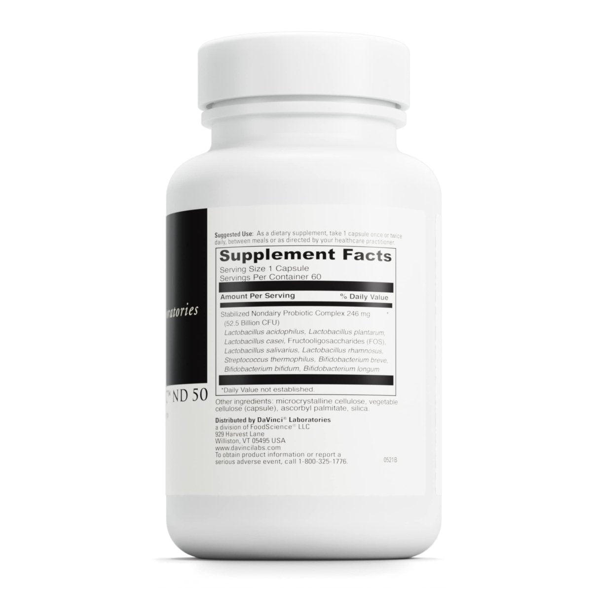 DaVinci Labs Mega Probiotic ND 50 - Non-Dairy Probiotic Supplement with Prebiotic