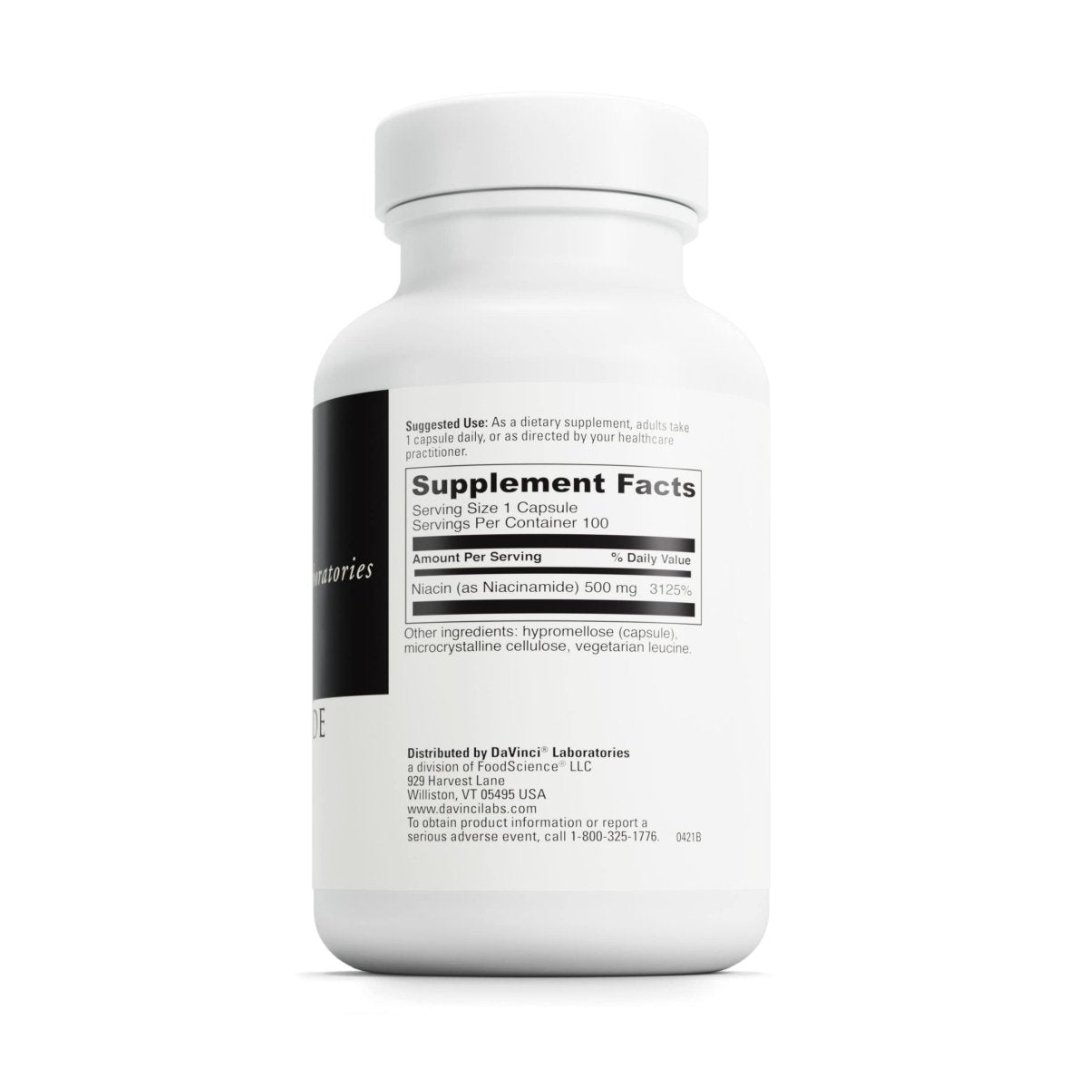 DAVINCI Labs Niacinamide - with 500 mg Niacinamide per Serving - Gluten-Free - 100 Vegetarian Capsules