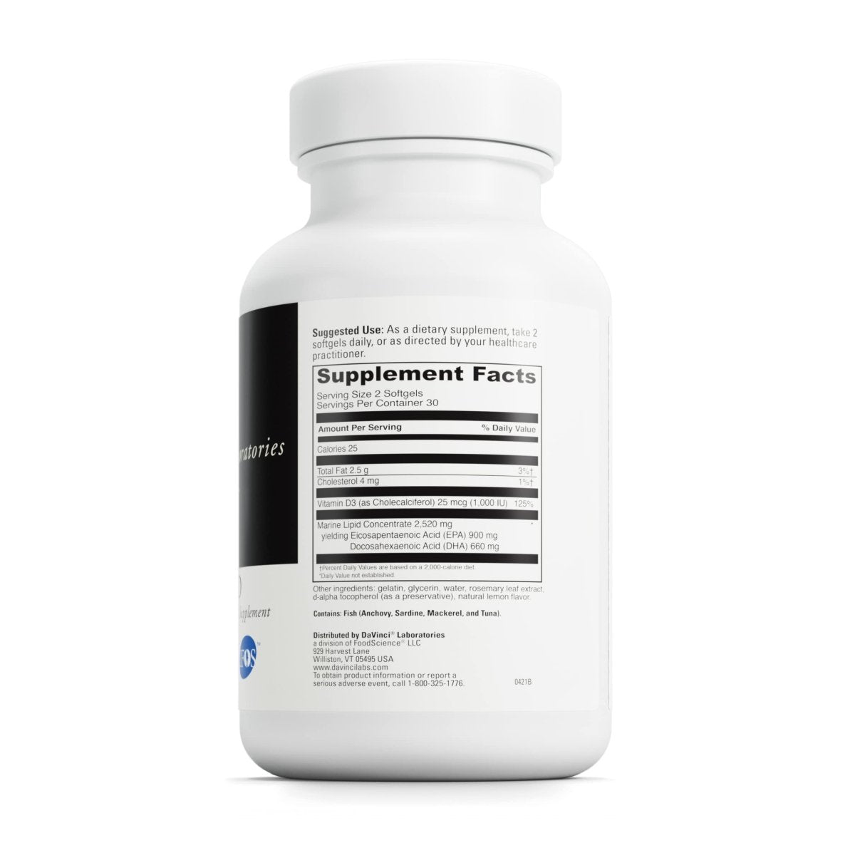 DAVINCI Labs Omega 3 HP-D - Gluten-Free - 60 Softgels