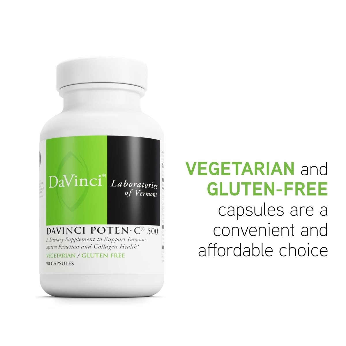 DAVINCI Labs Poten-C 500 - Vegetarian - Gluten-Free - 90 Tablets