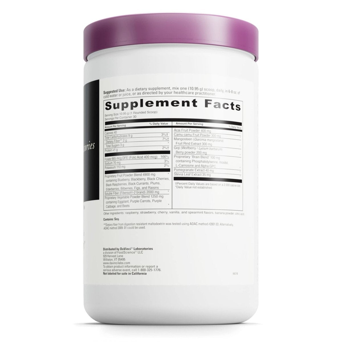 DAVINCI Labs Spectra Purples - Drink Mix Supplement with Antioxidants to Support Healthy Aging, Cognitive Function, Skin and Immune Health - Vegetarian - Gluten-Free - 30 Servings