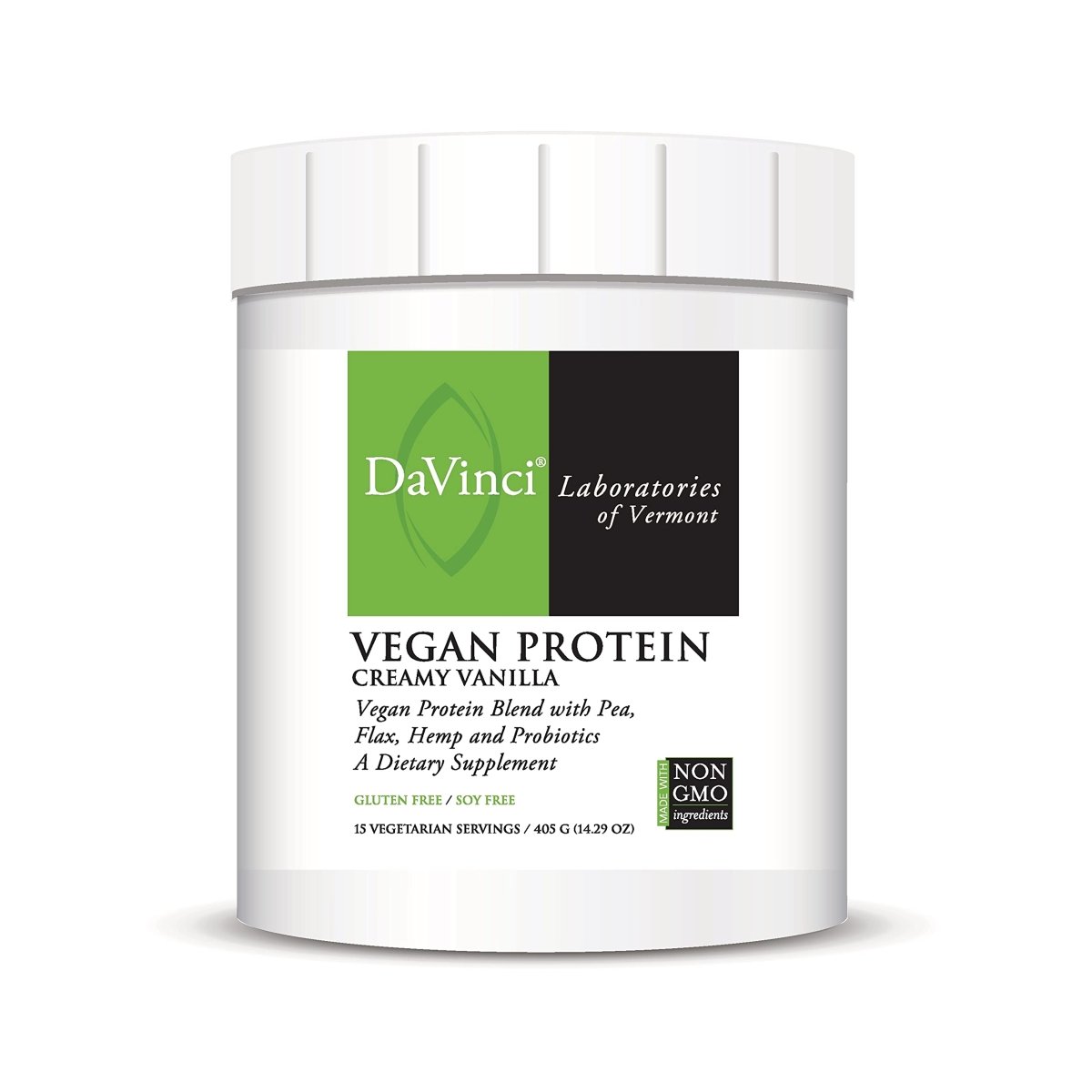 DAVINCI Labs Vegan Protein - Protein Powder Supplement for Weight Support, Muscle and Tissue Repair - Creamy Vanilla Flavor - Soy and Gluten-Free - 447g, 15 Servings