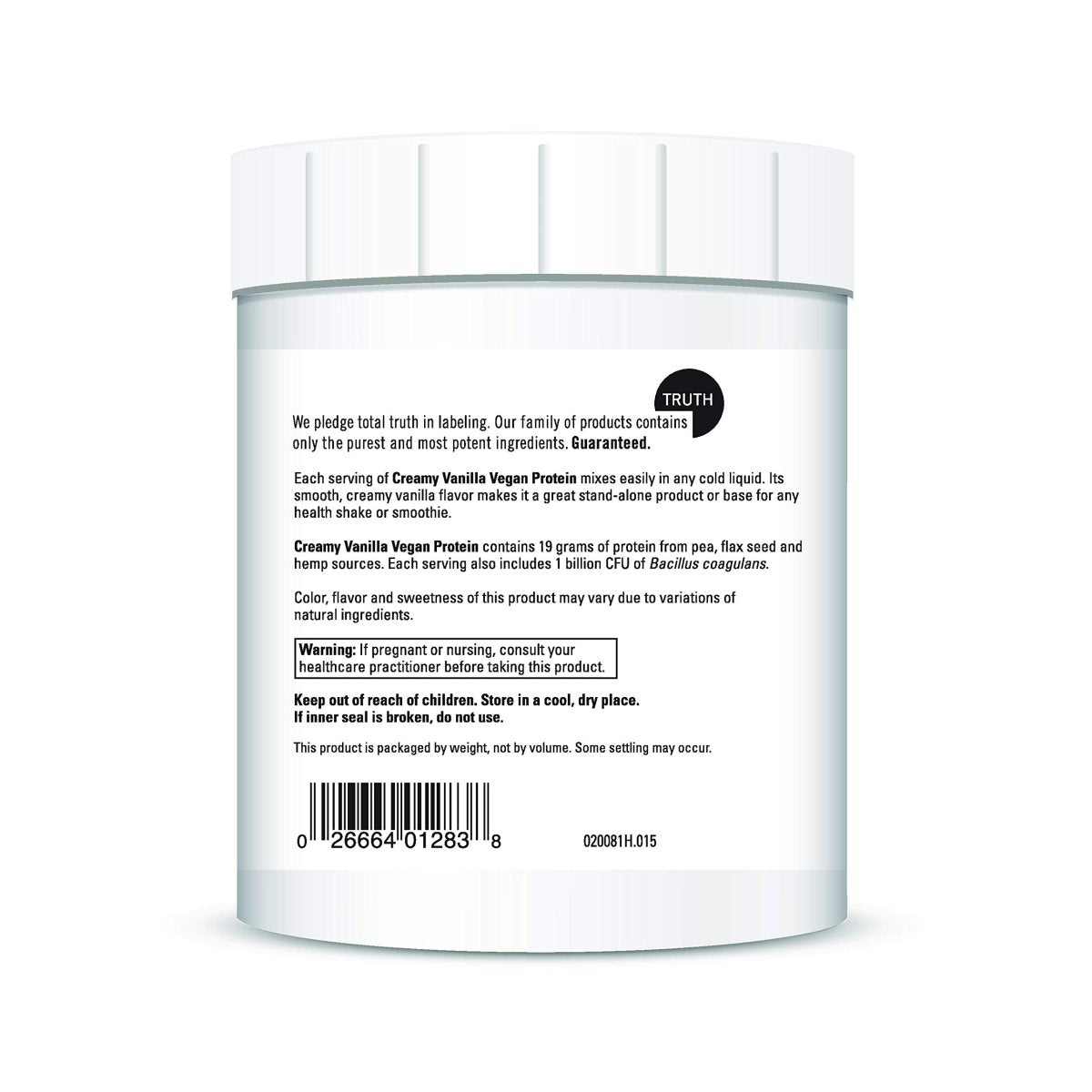 DAVINCI Labs Vegan Protein - Protein Powder Supplement for Weight Support, Muscle and Tissue Repair - Creamy Vanilla Flavor - Soy and Gluten-Free - 447g, 15 Servings