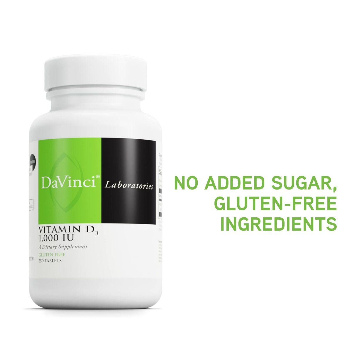 DaVinci Labs Vitamin D3 1000 IU - With 1000 IU per Serving - Gluten-Free - 250 Tablets