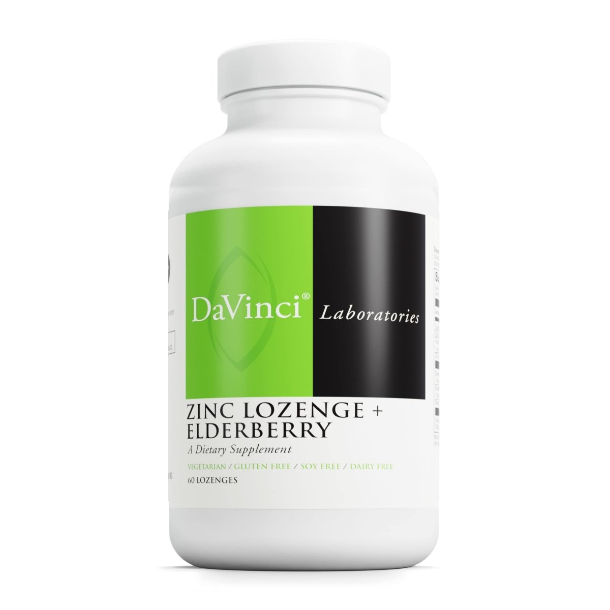 DAVINCI Labs Zinc Lozenge + Elderberry - Zinc Supplement to Support The Immune System, Healthy Lungs and Throat Tissues - Lemon Flavor - 60 Lozenges