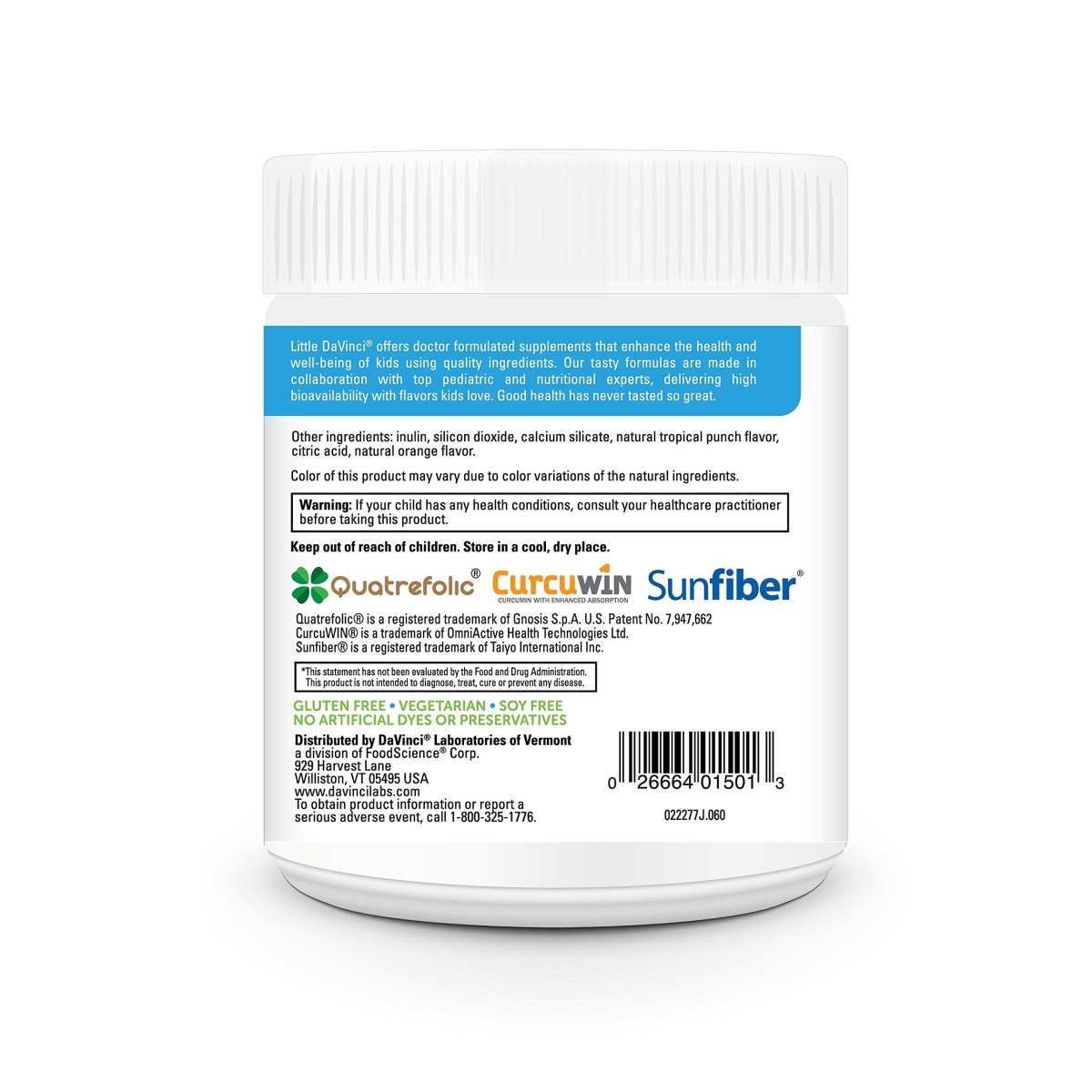 DAVINCI Little Mightiest Vite with Probiotics and Prebiotics - Fruit Punch Flavor - 42 g, 30 Servings