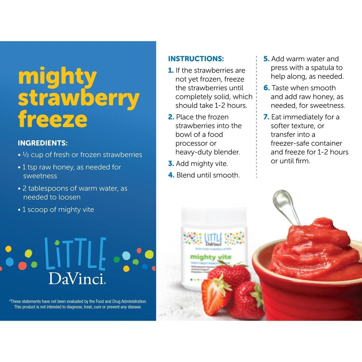 DAVINCI Little Mightiest Vite with Probiotics and Prebiotics - Fruit Punch Flavor - 42 g, 30 Servings