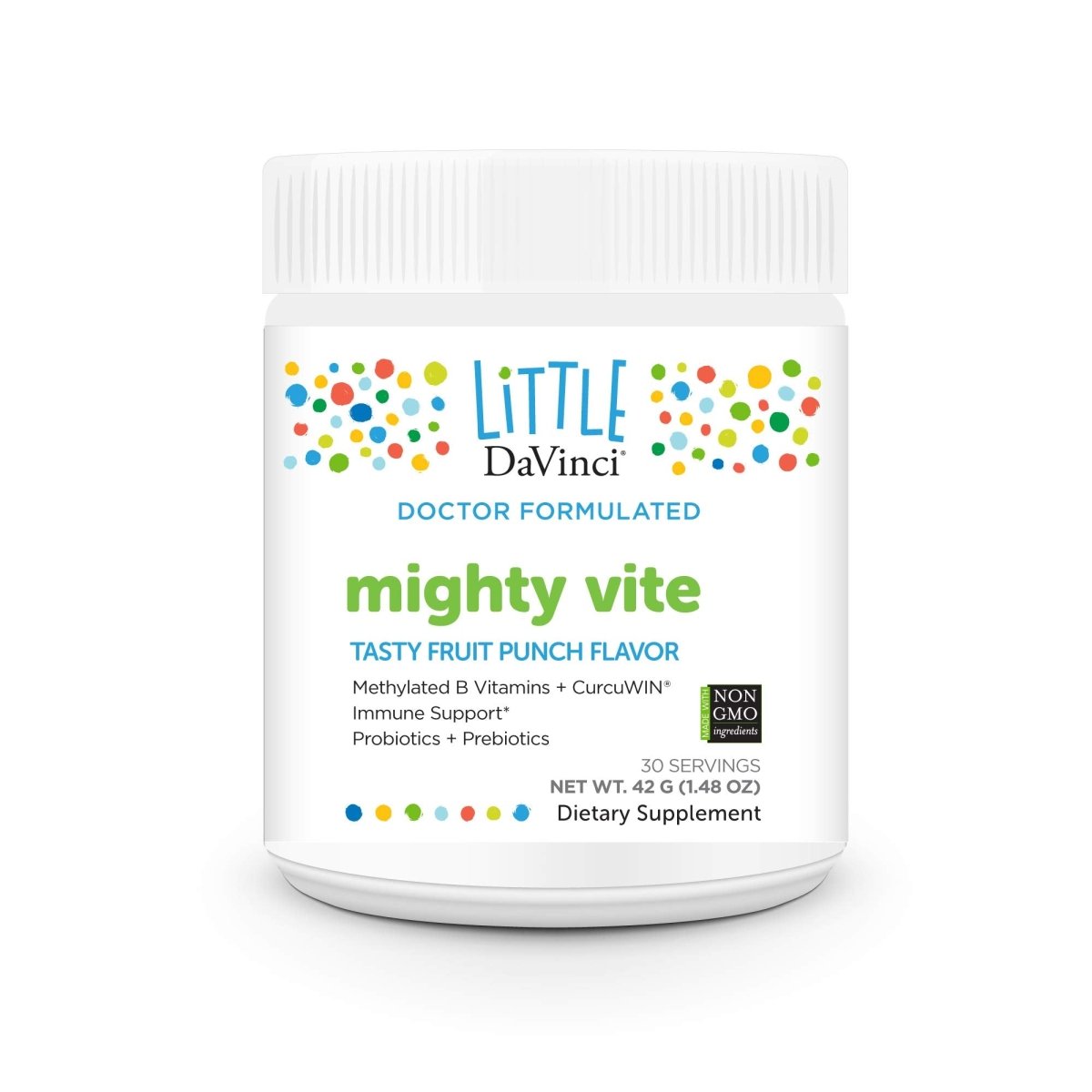 DAVINCI Little Mightiest Vite with Probiotics and Prebiotics - Fruit Punch Flavor - 42 g, 30 Servings