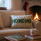 Ho Ho Ho Christmas Lumbar Throw Pillow with Suzani Pattern