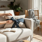Natural & Navy Cotton Lumbar Pillow with Bow