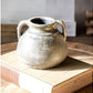 Antiqued Distressed Small Olive Cement Vase with Handles
