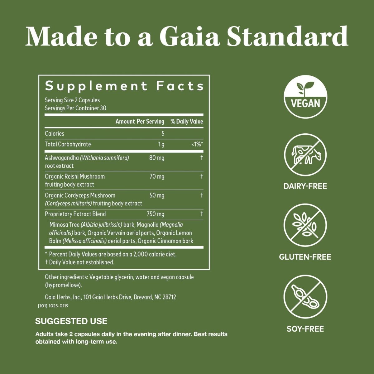 Gaia Herbs Adrenal Health Nightly Restore - 60 Vegan Liquid Phyto-Capsules (30 Servings)