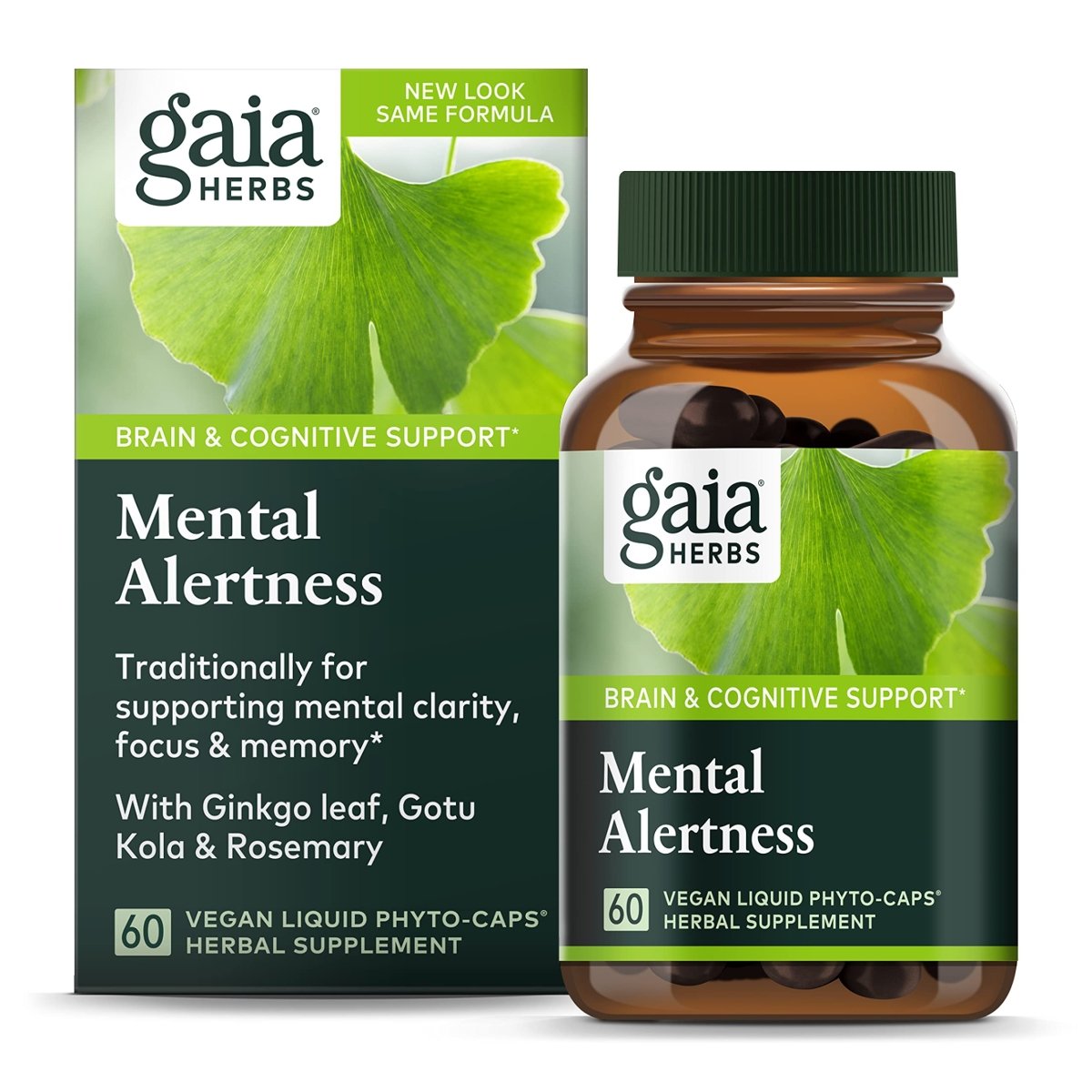 Gaia Herbs Mental Alertness - Brain Support Supplement to Help Maintain Focus & Memory - 60 Vegan Liquid Phyto-Capsules (15-Day Supply)