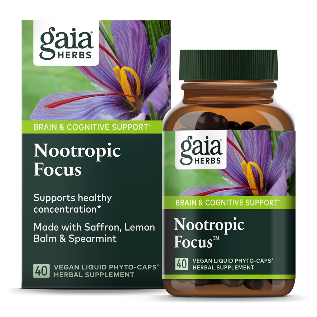 Gaia Herbs Nootropic Focus - Brain & Cognitive Support Supplement