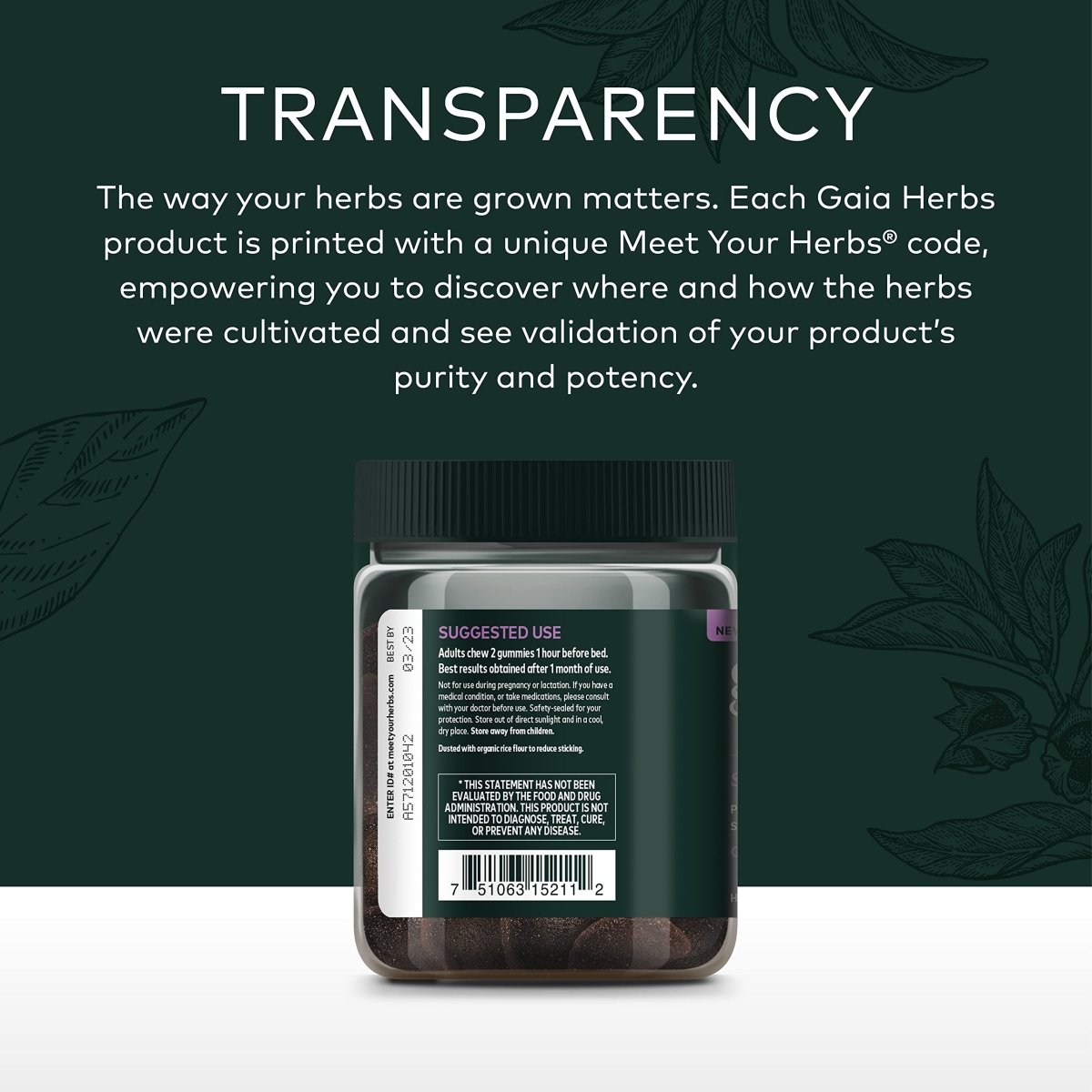 Gaia Herbs Organic Sleep Gummies, Sleep Support, Ashwagandha, Organic Reishi Mushroom, Passionflower, USDA Certified Organic, Non-GMO, Gluten Free, Vegan, 40 Count