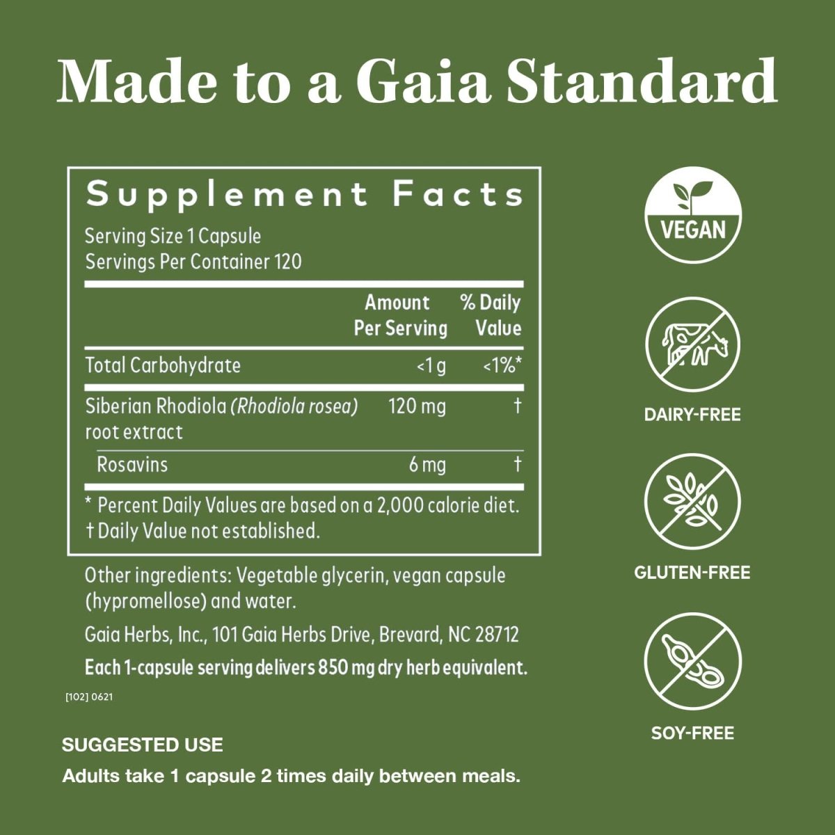 Gaia Herbs Rhodiola Rosea - Stress Support Supplement Traditionally for Supporting Healthy Stamina and Endurance - 60 Vegan Liquid Phyto-Capsules (30-Day Supply)