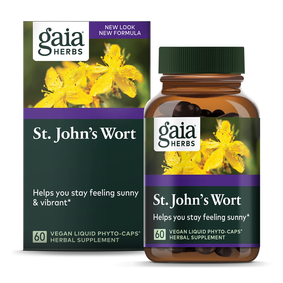 Gaia Herbs St. John's Wort - Natural Stress Support Supplement to Help Maintain Positive Health - 60 Vegan Liquid Phyto-Capsules (20-Day Supply)