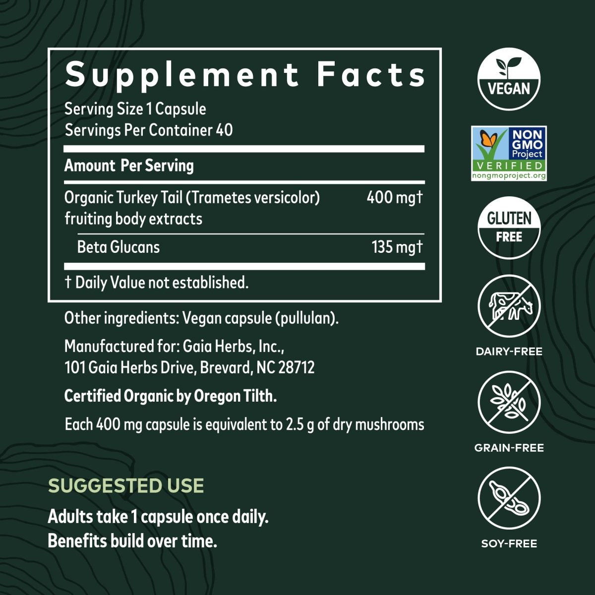 Gaia Herbs Turkey Tail Mushroom - Immune Support Supplement